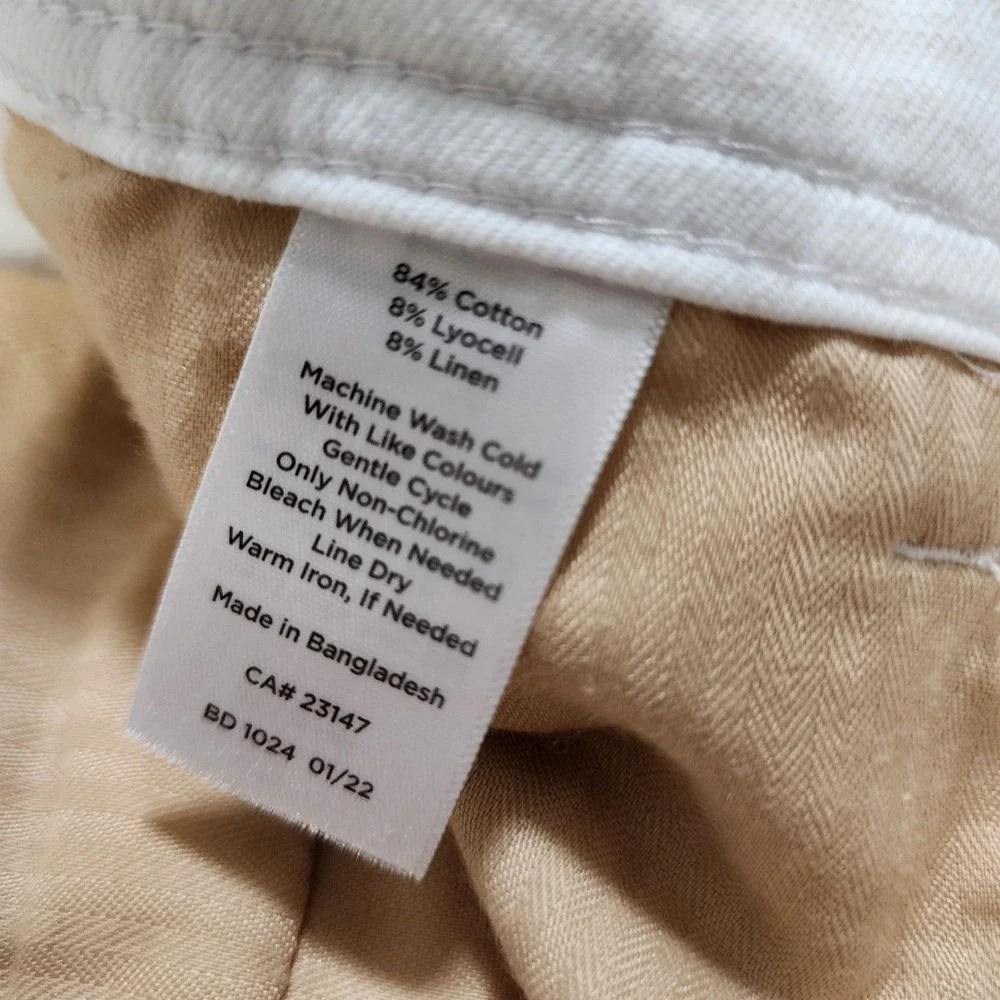 Talbots Womens Shorts White The Daily Short Cotton Linen Blend Stretch 6P Petite